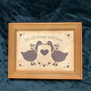 VTG Dutch Framed Folk Art Figi Graphic Print Primitive, Farm Country Cottagecore